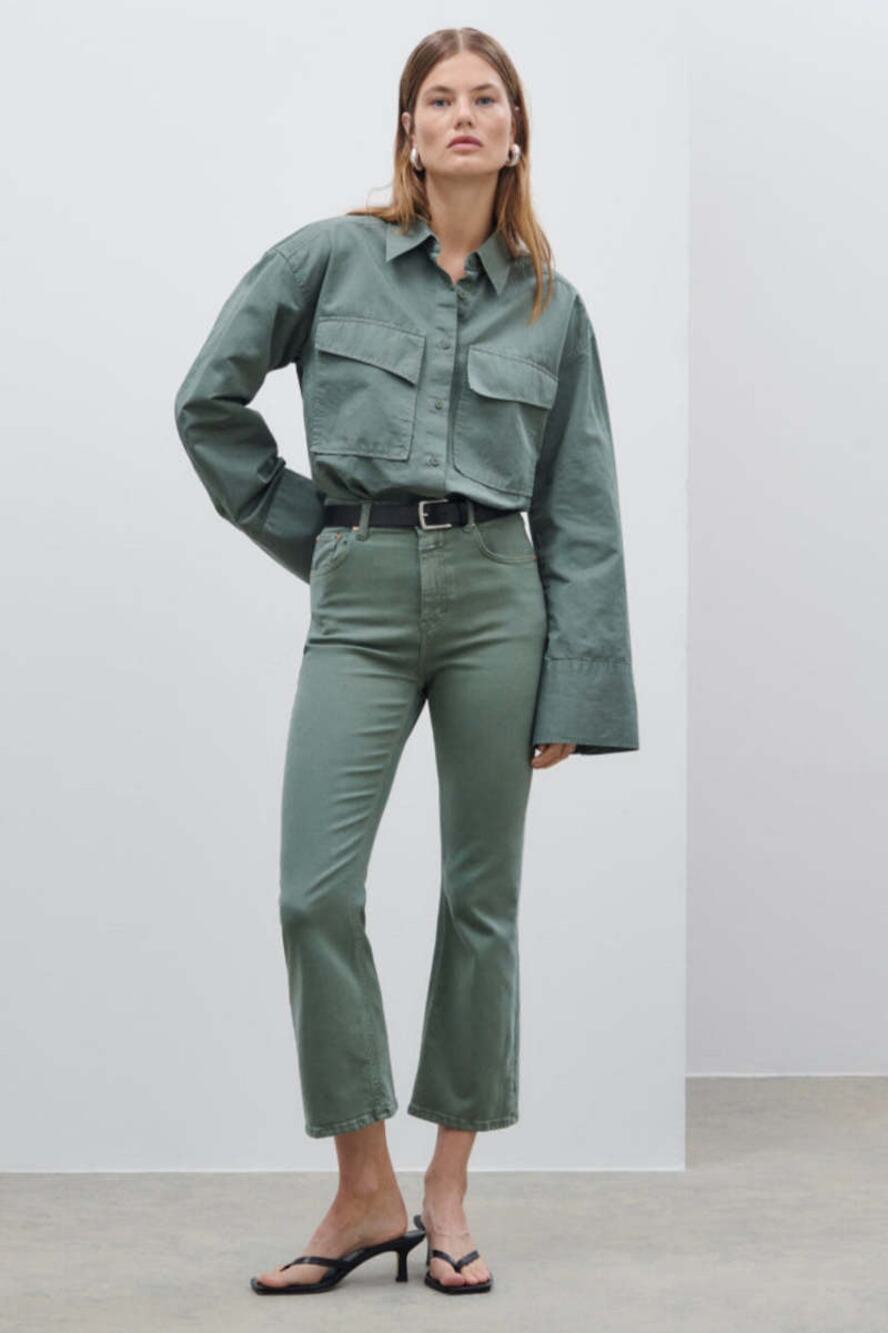 Closed Women’s Hi-Sun Cropped Flare Jeans US 27 Green High Rise Ankle Pant